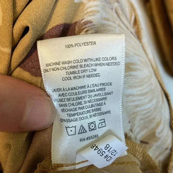 Express x Rocky Barnes gold  floral ruffle wrap dress XS/S - Picture 3 of 7